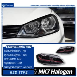 Car Lights for Golf 7 2013-2017 MK7 LED Auto Headlight Assembly and Front Grill Upgrade Dynamic Bifocal Lens LHD RHD Accessories
