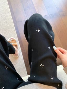 Korean Style High Waist Wide Leg Straight Cut Knitted Pants Women's Autumn Winter Casual Loose Diamond Heat Treatment Rice No...