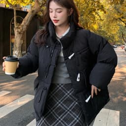 Korean Sweet Short Down Cotton Jacket for Women Stand Collar Toggle Button Puffer Parkas Woman Loose Candy Color Padded Jacket