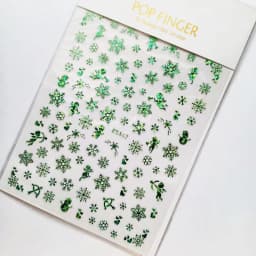 Sliver Bronzing 3D Christmas Nail Art Decoration Sticker Sparkly White Colorful Glitter Geometry Snowflake Winter Slider Foil