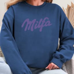 Milfa Purple Art Letter Design Woman Pullover Trendy Fleece Sweatshirt Autumn Casual Clothes Crewneck Sportswear Fashion Tops