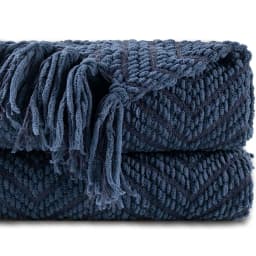 Battilo Chenille Knitted Throw Blanket for Couch Soft Thick Decorative Sofa Blanket Plaid Bed Throws Spring Living Room Decor