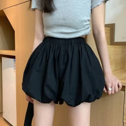 Lucyever 2025 Spring Fluffy Bloomer Shorts for Women Solid High Waist Loose Cute Shorts Female Korean All Match Short Pants