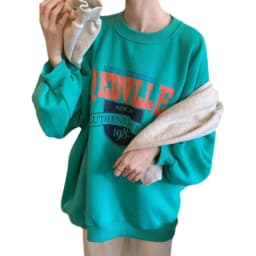 Stylish Loose Fit Women's Sweatshirt Thin Outerwear Spring Autumn Korean Version Comfortable Long Sleeve round Neck Print Top