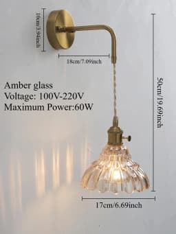 Modern Floral Glass Wall Lamp With a Switch For Bedroom Room Decoration Study Led Lights Mirror Light Nordic Wall Sconce