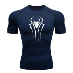 Spider Print Compression Shirts for Men Summer Short Sleeve Rash Guard Gym Workout Tshirt Athletic Quick Dry Undershirts Tops