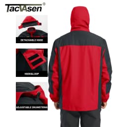 TACVASEN Waterproof Lightweight Jacket Mens Mesh Lined Outdoor Jacket Windproof Fishing Hiking Jacket Rain Coat Male Windbreaker