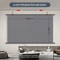 XIAOHUI Anti-light Thick HD Projector Screen 16:9 No-hole Wall-mounted Home Projection Screen 60/72/84/92/100/110/120/133inch