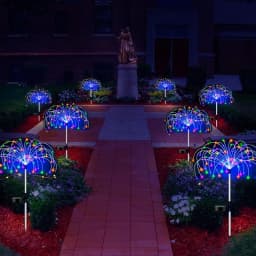 Solar Firework Stake Lights 60-420LED Lamps 8 Modes Waterproof IP54 Rating Warm White White Colorful Yard Patio Holiday Decor