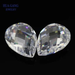 5A Pear Double CheckerBoard Cubic Zirconia Stone Multicolor Brilliant Cut Loose CZ Stones Synthetic Gems Beads For Jewelry