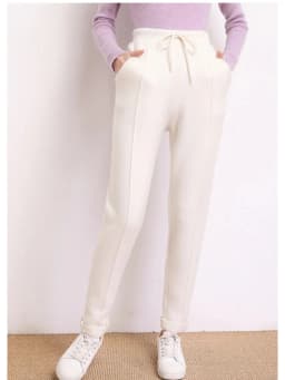 Women's 100% Pure Wool Slim Pants High Waist Autumn and Winter Cashmere Casual Knitted Pencil Pants Korean Thick Casual pants