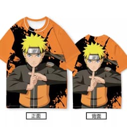 Bandai Anime Naruto Sasuke Naruto Kakashi Quick Drying Breathable and Comfortable Parent Child Short Sleeved T-shirt