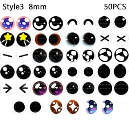 50PCS/Set 6/8/10mm Doll Eyeballs Dolls Eyes DIY Crafts Eyeballs for Dinosaur Animal Cat Eyes Gem Children Toys Dolls Accessories