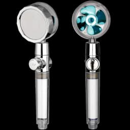 ZhangJi New Propeller Driven Shower Head with Stop Button and Cotton Filter Turbocharged High Pressure Handheld Shower Nozzle