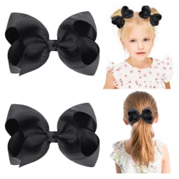 2PCS/Lot 4Inches Solid Colors Hair Bows With Clips For Girls Gift Boutique Ribbon Bows DIY Hair Decor Kids Hair Accessories