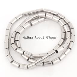 Natural Silver Color Hematite Stone Cylinder Irregular Loose Round Beads For DIY Jewelry Making Bracelet Earring Accessories