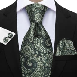 Luxury Paisley Brown Red Blue Grey Wedding Tie For Men Handky Cufflink Gift Men Necktie Fashion Designer Business Party Gift