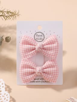 2pcs/set Cute Cotton Plaid Hair Bows Clip for Baby Girls Summer Colorful Print Flower Hairpin Barrette Headwear Hair Accessories
