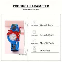 3D stereoscopic dinosaur children's watch equipped with a soft silicone strap with a cartoon style design suitable for students.