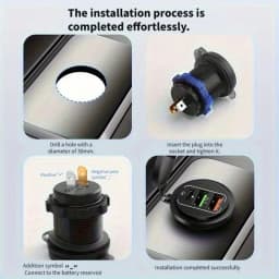 83W Max Phone Charger Socket 45W PD+QC3.0 Fast Charging Adapter Waterproof For 12/24V Car Boat Motorcycle with LED Voltmeter