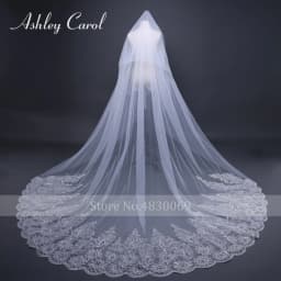 Ashley Carol Customized Wedding Veils With Comb Lace custom made length Cathedral Wedding Veil Wedding Accessories