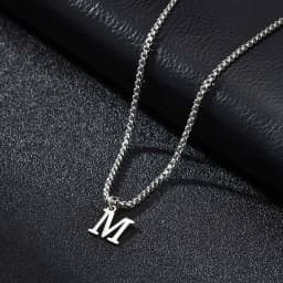 Vnox Simple A-Z Letter Necklace for Men, Waterproof Stainless Steel 26 Letters Pendant Necklace,Men’s Minimal Initial Necklace