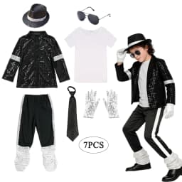 Boys Michael Pop Star Jackson Halloween Cosplay Costume Carnival Stage Performance Clothes Hip Hop Dance Outfit