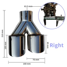 1 Pcs Universal Car Stainless Steel Tail Throat Length Y-Shaped Double Out Twill Glossy Exhaust Muffler Tip