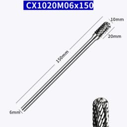 150mm Extra Long Shank 6x10m Single Double Tungsten Carbide Burr Die Grinder Abrasive Tool Rotary Cutter Wood Steel Metalworking
