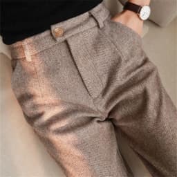 Wool Woolen Harem Trousers Women's Autumn and Winter New High Waist Slimming Ankle-Tied Suit Pants Loose Casual Cigarette Pants