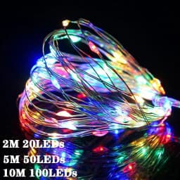 10M 100LEDs Festoon Silver Wire Light String Wedding Garland Lamp for Christmas Party Outdoor Garden Bedroom Decor Battery Power