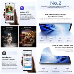 Blackview WAVE 10 Smartphone 8GB+128GB 6.88'' Android 16 Unisoc UMS9230E 5000mAh 32MP Camera OTG 4G Cellphone