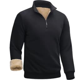 Men's Quarter Zip Pullover Premium Sherpa Lined Long Sleeve Shirts for Men Half Zip Sweatshirts Winter Warm Coats Outerwear