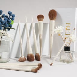 BEILI 15 PCS Makeup Brush Sets Beige Synthetic Hair Brush Foundation Contour Eyeshadow Eyeliner Blush Blending Highlight Brush