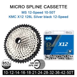 SUNSHINE 12 Speed MS Cassette 10-50T/52T MTB Micro Spline K7 12V Shimano M6100 118 Links Chain for M8100 M9000 M9100 Sprocket