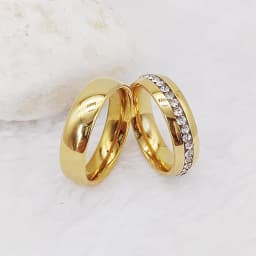 Eternity Promise Couple Wedding Rings For Men And Women Love Bands Alliance Cubic Zirconia 18k Gold Plated Titanium Jewelry