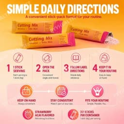 Berberine Yerba Mate Drink Mix, Cutting Metabolism & Energy Support, Strawberry Acai Flavor, Gut Wellness, 30 Stick Packs, 180g