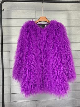 Mongolia Sheep Fur Women Medium Long Coat Jacket Colorful Warm Faux Fur Plush Coats Female Jacket Autumn Winter Furry Outerwear