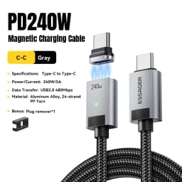 Essager USB C Cable 240W Magnetic USB Type C Cable PD 5A Fast Charging Data Cord For iPhone 17 Macbook Pro Xiaomi Huawei Samsung