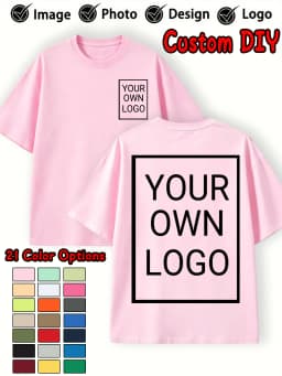Double Sided Custom Logo T-Shirt Summer Y2K Loose Cotton Short Sleeves Crewneck Casual T Shirts Team Company Women's Tops