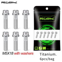 6pcs/bag RISK Bike Stem Bolts Bicycle Handlebar Fixing Screws Titanium Alloy M5x16 M5x18 M5X20 Hex Socket Head