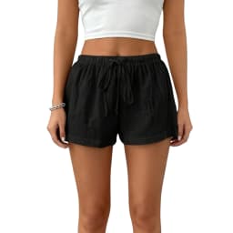 Xingqing y2k Mini Shorts Women Summer Clothes Solid Color/Striped Print Drawstring Elastic Waist Shorts Hot Pants Streetwear