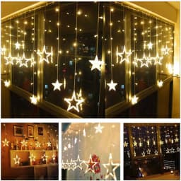 3.5m 138 LED Icicle Star Fairy Lights String Lantern Wreath Curtain Star Wedding Home Christmas Party New Year Decoration Lamp