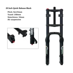 20x4.0 26*4.0 MTB Dual Motor Air Suspension Fork QR 9*135mm 15*135mm Beach Snow Motorcycle Electric E Bike Double Crown Air Fork