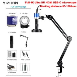 48MP 38Mp 4K 2K HDMI USB Industrial Digital Video Microscope Camera Zoom 130X C-Mount Lens LED Ring Light For Repair Soldering