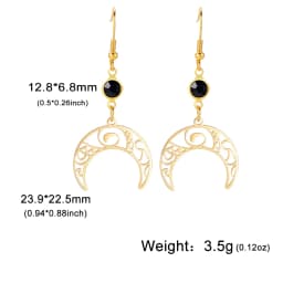 Unift Goth Stainless Steel Earring Triple Rune Moon Phase Pentagram Earrings Woman Men Vintage Jewelry Ear Piercing Witch Knot