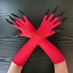 Halloween Scary Witches Nails 43cm Long Gloves Vampire Black Devil Claw Gloves Gothic Costume Party Cosplay Props Accessories