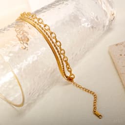 JOVO LOVE High-end Three-layer Chain Bracelet Wholesale Jewelry Woven Chain Classic Fashion Stainless Steel Bangle Women Jewelry
