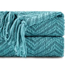 Battilo Chenille Knitted Throw Blanket for Couch Soft Thick Decorative Sofa Blanket Plaid Bed Throws Spring Living Room Decor