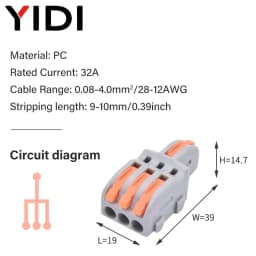 5pcs/lot Quick Wire Splice Combined Lever Connector Splitter Compact Din Rail Terminal Block Connection Clamp 1 In Multiple Out